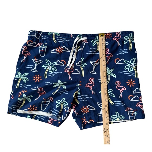 Chubbies Navy Blue Neon Tropical Men's Swim Trunks with Drawstring 5.5” inseam - Picture 10 of 13
